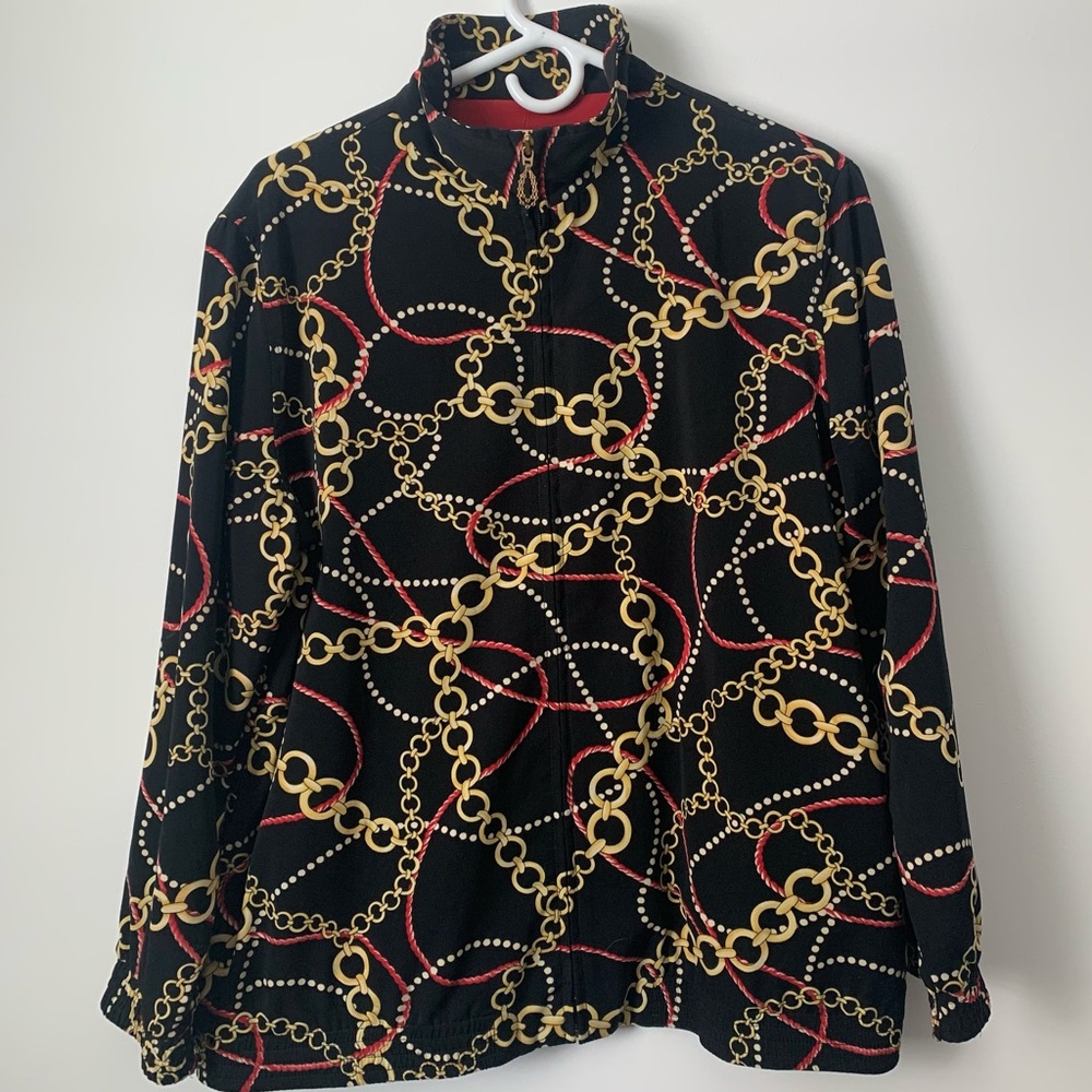 Vintage Draper’s & Damon’s Zip Black w/ Chain, Pearl, Rope Pattern Jacket